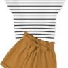 Girls 2 Piece Outfit Drop Shoulder Sleeve Tops Paperbag Shorts Set