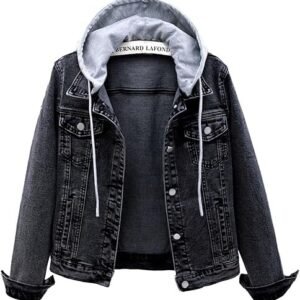 Women's Casual Detachable Hoodie Denim Jacket