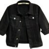 Women's 3/4 Sleeve Colored Cropped Denim Jacket Light Wash Short Jean Jacket Trucker Coat