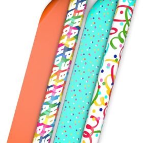 Reversible Birthday Wrapping Paper Rolls, 2-Rolls (Confetti, Dots)