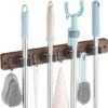 Mop and Broom Holder Wall Mount - Wood Broom Mop Hanger