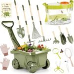 Wooden Pretend Play Toys for Kids, 22Pcs Flower Garden Playset