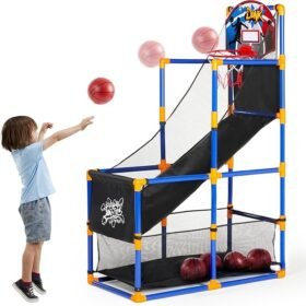 Arcade Basketball Game Set with 4 Balls and Hoop for Kids 3+ Years